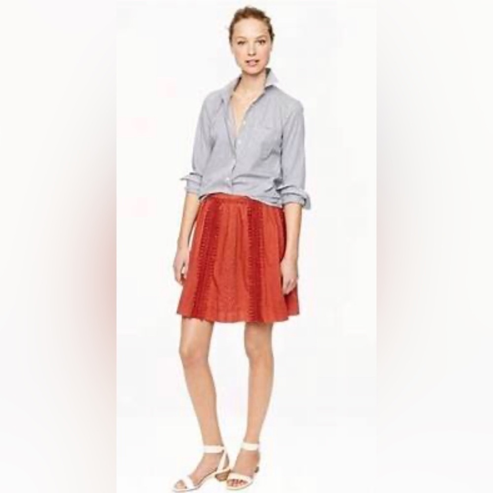 NWOT J Crew White Lined Lace Pom Pom Skirt Size 10